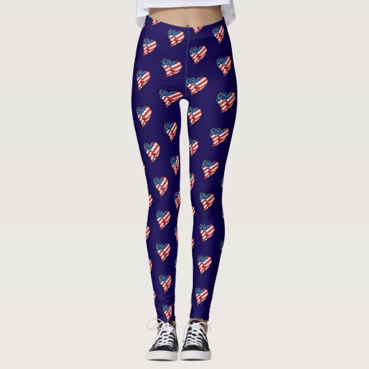USA Flag Herz Patriotic Leggings (Vorderseite)