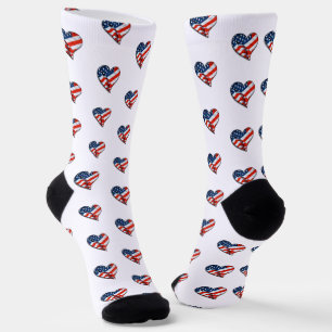 USA Flag Herz Patriotic Socken