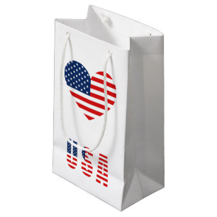 USA Flag Herz Small Gift Bag for Patriotic Gifts Kleine Geschenktüte