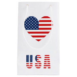 USA Flag Herz Small Gift Bag for Patriotic Gifts Kleine Geschenktüte
