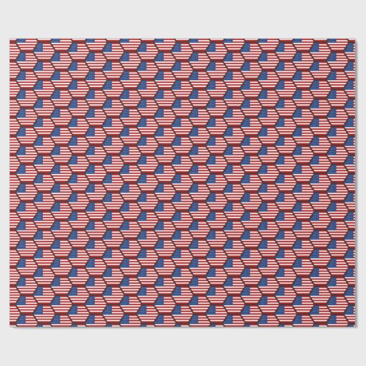 USA Flag Honeycomb Wrapping Paper Geschenkpapier (Flach)
