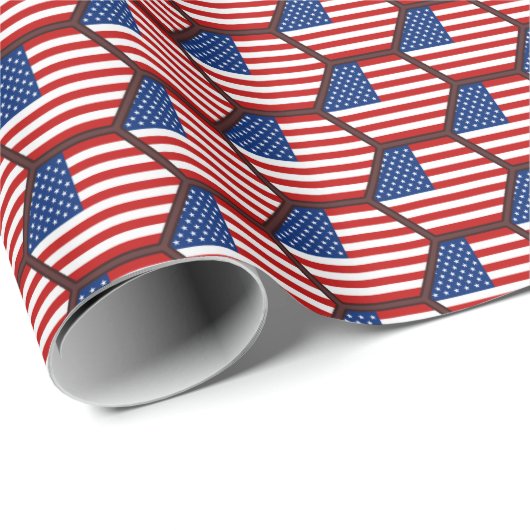 USA Flag Honeycomb Wrapping Paper Geschenkpapier (Rolleneckpunkt)