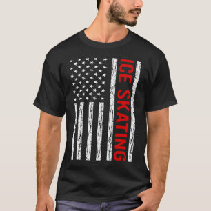 USA Flag Ice Skaten Skate Skater T-Shirt