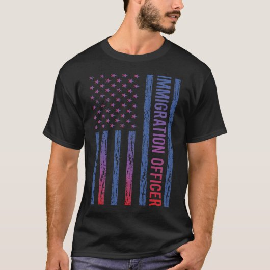 USA Flag Immigration Officer T-Shirt (Vorderseite)