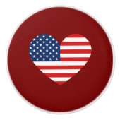 USA Flag in Heart Keramik Knoblauch for Furniture Keramikknauf (Vorderseite)