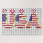 USA Flag Jigsaw Puzzle mit Herz (Horizontal)