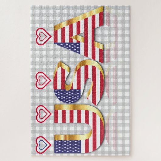 USA Flag Jigsaw Puzzle mit Herz (Vertikal)