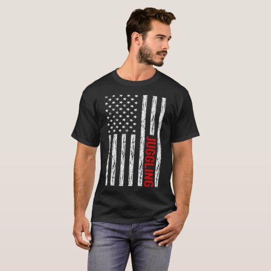 USA Flag Juggling Juggle Juggler T-Shirt (Vorne ganz)