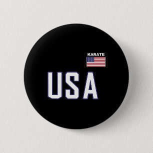 Usa Flag Karate Cool Team Equipment Martial Arts Button