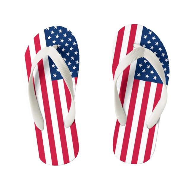 USA Flag Kid's Flip Flops USA Kinderbadesandalen (Fußbett)