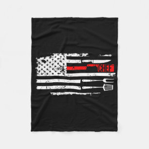 Usa Flag Koch Knife Grillen Kooking Funny Job Gebu Fleecedecke