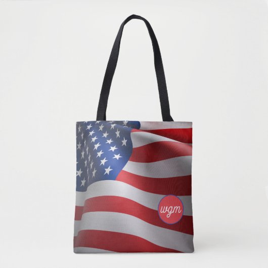 USA FLAG Kundenspezifische Monogram Shopping Tasch Tasche (Vorderseite)