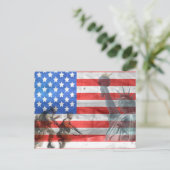 USA Flag Lady Liberty und Soldaten Postkarte (Stehend Vorderseite)