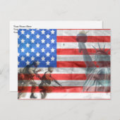 USA Flag Lady Liberty und Soldaten Postkarte (Vorne/Hinten)