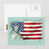 USA FLAG & LIBERTY POSTKARTE (Vorne/Hinten)
