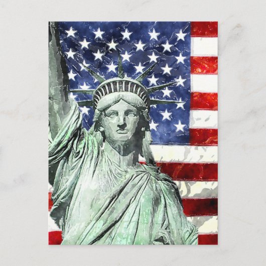 USA FLAG & LIBERTY POSTKARTE (Vorderseite)