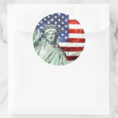 USA FLAG & LIBERTY RUNDER AUFKLEBER (Tasche)
