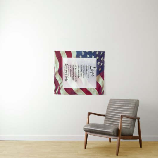 USA Flag Liebe ist Patriotische Hochzeit der Patie Wandteppich (Beispiel (Horizontal))