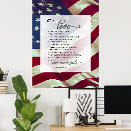 USA Flag Liebe Versage nie Bibel Patriotic Wedding Poster