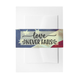 USA Flag Liebe Versage nie Wedding Bible Verse Einladungsbanderole
