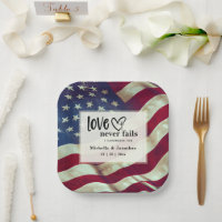 USA Flag Liebe Versage nie Wedding Bible Verse