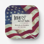 USA Flag Liebe Versage nie Wedding Bible Verse Pappteller (Vorderseite)