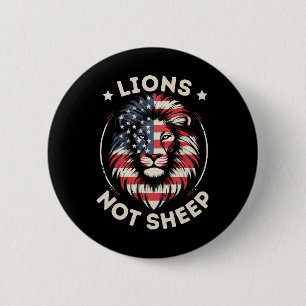 USA FLAG , LIONEN NOT SHEEP BUTTON
