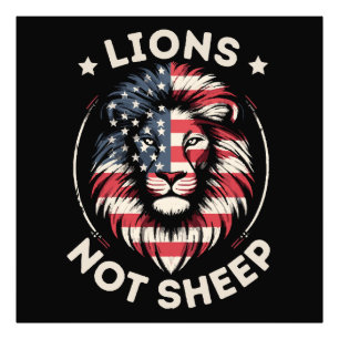 USA FLAG , LIONEN NOT SHEEP FOTODRUCK
