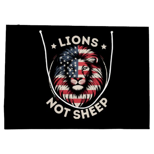 USA FLAG , LIONEN NOT SHEEP GROßE GESCHENKTÜTE (Rückseite)
