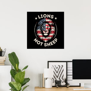 USA FLAG , LIONEN NOT SHEEP POSTER