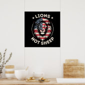 USA FLAG , LIONEN NOT SHEEP POSTER (Küche)
