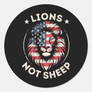 USA FLAG , LIONEN NOT SHEEP RUNDER AUFKLEBER