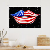 USA Flag Lipstick für Lächeln Lips Poster (Küche)