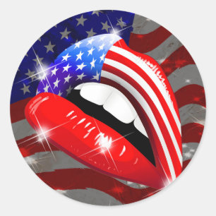 USA Flag Lipstick für Sensulips Runder Aufkleber