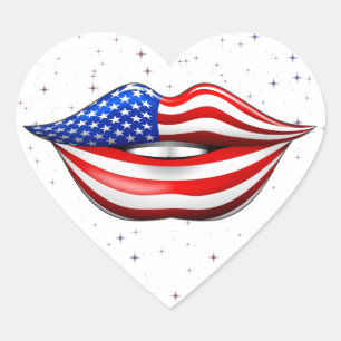 USA Flag Lipstick mit Lächeln Lips Sticker