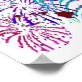 USA Flag Map and Fireworks with Texture Poster (Ecke)