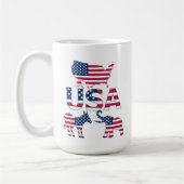 USA Flag Map Donkey Elephant politische Wahlen Kaffeetasse (Links)