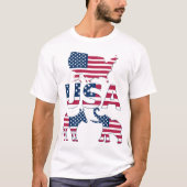 USA Flag Map Donkey Elephant politische Wahlen T-Shirt (Vorderseite)