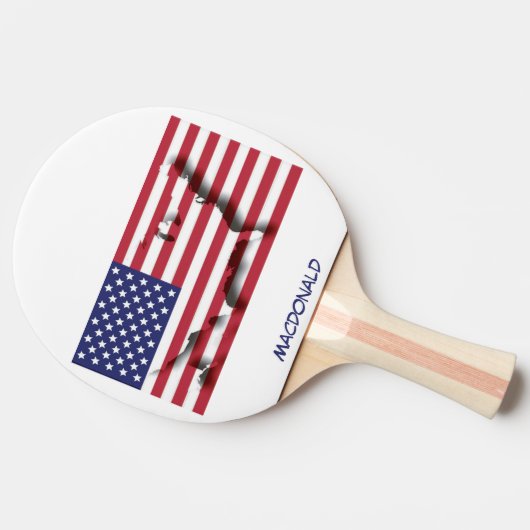 USA FLAG & MAP Personalisiert Tischtennis Schläger (Seitenansicht)
