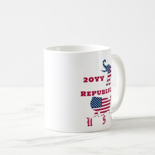 USA Flag Map Republikanisches Party Elephant Elect Kaffeetasse (VorderseiteRechts)
