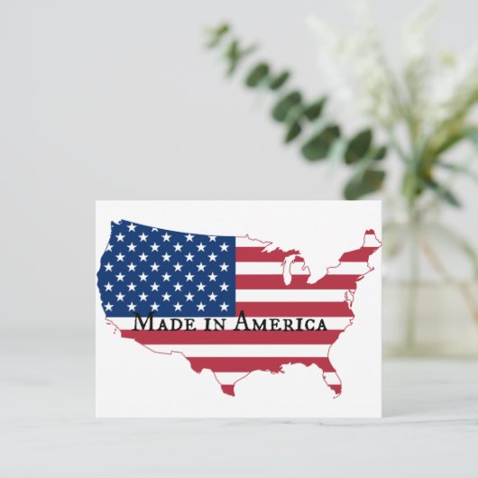 USA Flag Map Silhouette Postkarte (Stehend Vorderseite)