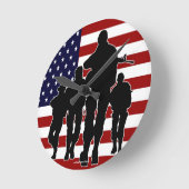 USA Flag Marching Soldiers Silhouette Wall Clock Runde Wanduhr (Winkel)