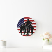 USA Flag Marching Soldiers Silhouette Wall Clock Runde Wanduhr (Zuhause)