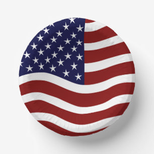 USA Flag Mark 7 Inch Paper Bowl - Patriotic Design Pappteller