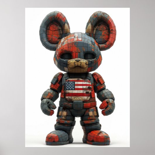 USA Flag Mascot — Modern Patriotic Wall Art Poster (Vorne)