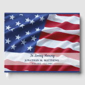 USA Flag Memorial Red White Blue Patriotic Beerdig Gästebuch (Vorderseite)