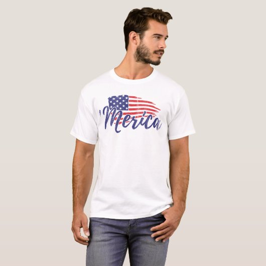 USA Flag Merica I Liebe Amerika Amerikanische Unab T-Shirt (Vorne ganz)