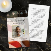 USA Flag Military Funeral Photo Prayer Card