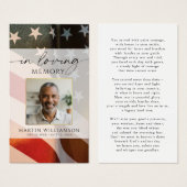 USA Flag Military Funeral Photo Prayer Card (Vorne & Hinten)