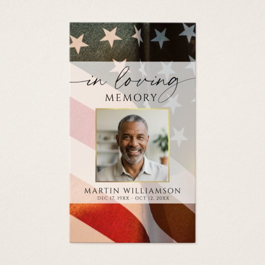 USA Flag Military Funeral Photo Prayer Card (Vorderseite)